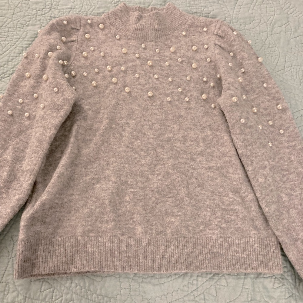 Ann Taylor Gray Mock Neck Sweater Size MP